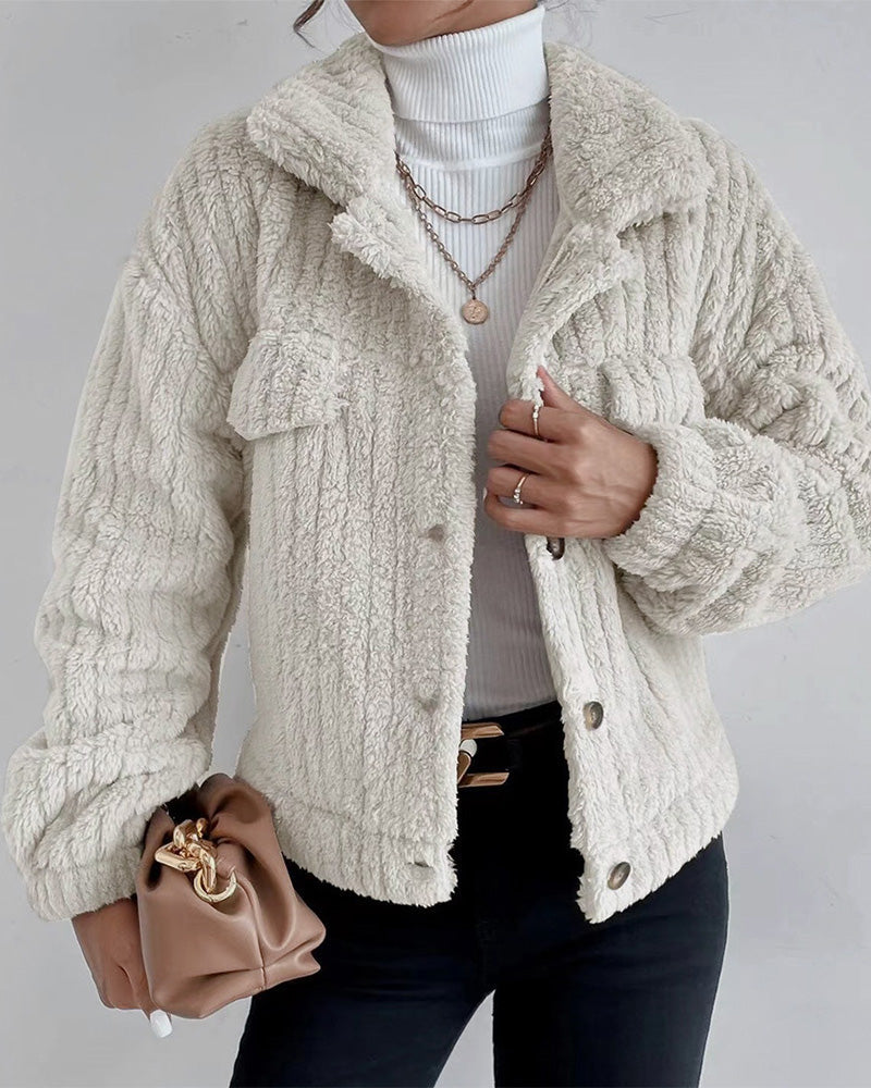 Veste épaisse tendance et confortable avec bouton inversé et manches longues