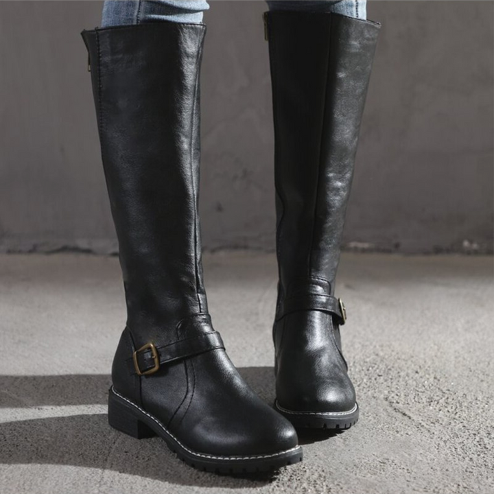 Bottes mi-mollet élégantes pour femmes avec une boucle tendance