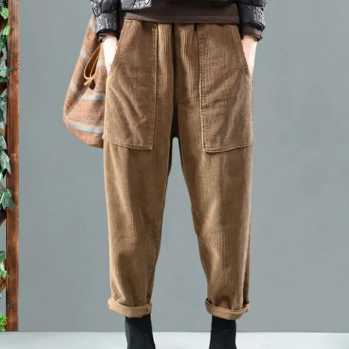 LAIA - Pantalon en velours côtelé pour femme pour un look chic