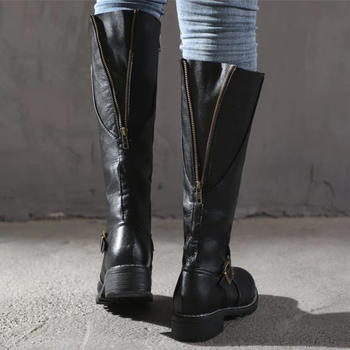 Bottes mi-mollet élégantes pour femmes avec une boucle tendance