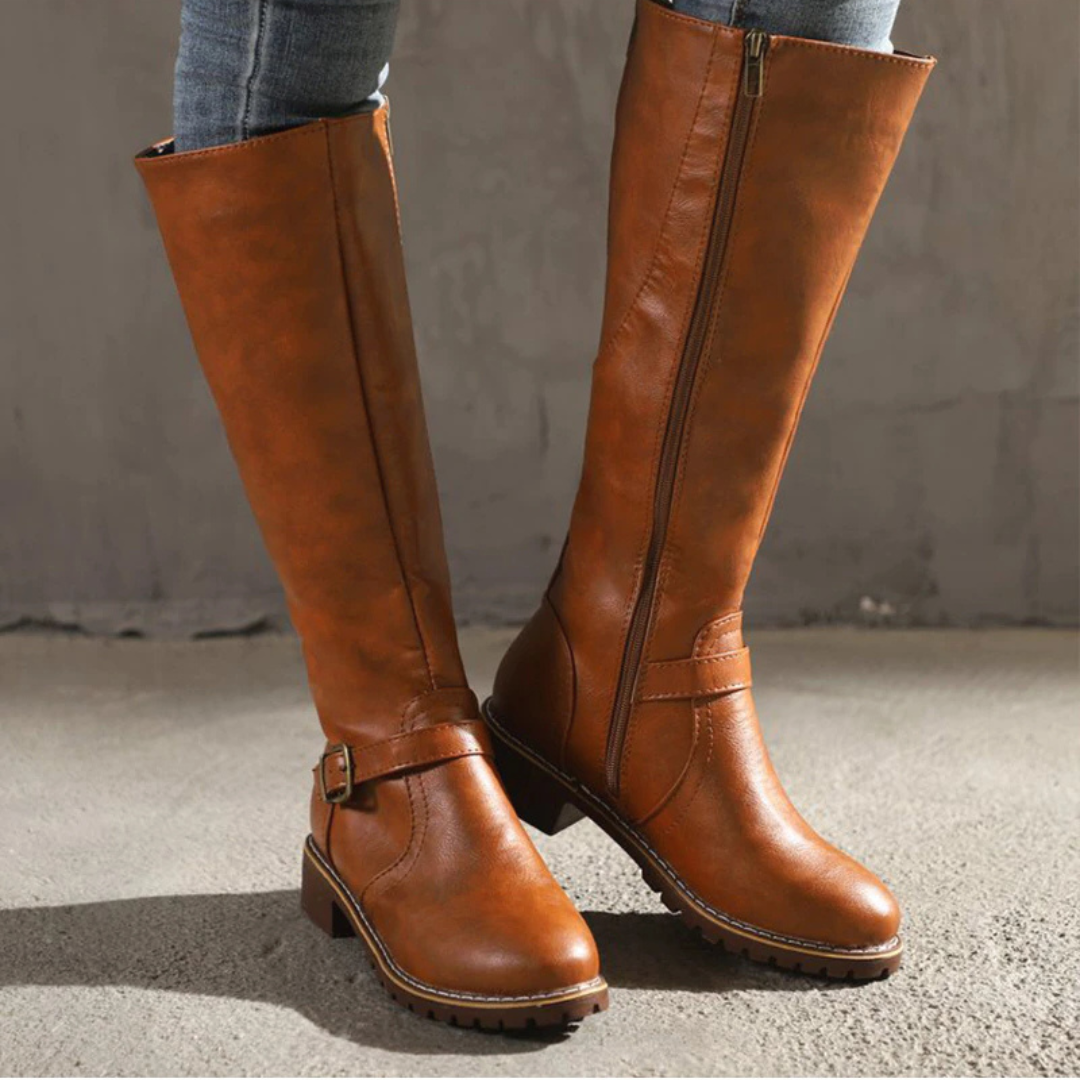 Bottes mi-mollet élégantes pour femmes avec une boucle tendance