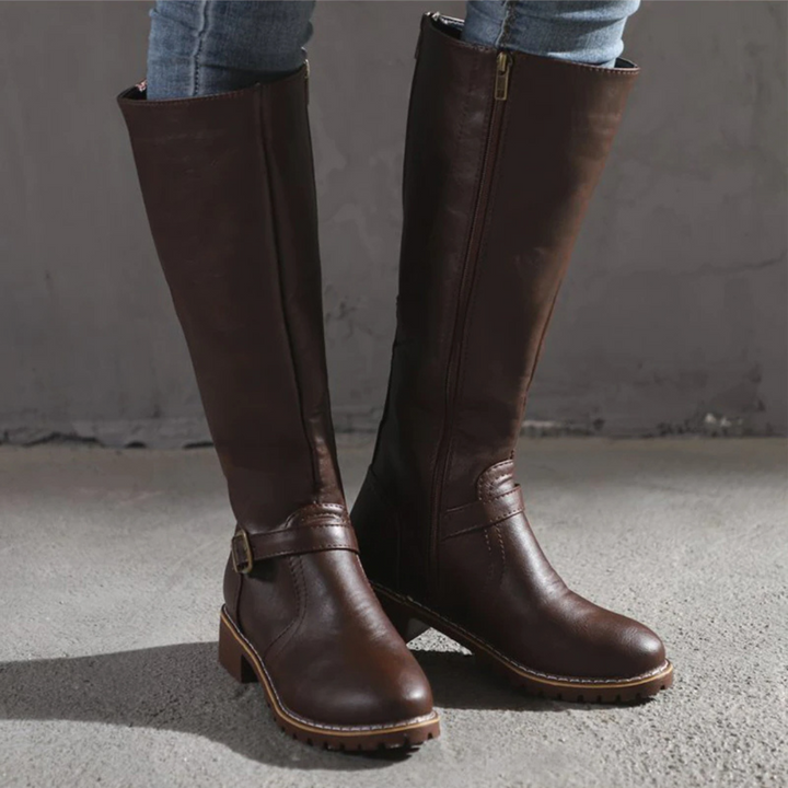 Bottes mi-mollet élégantes pour femmes avec une boucle tendance