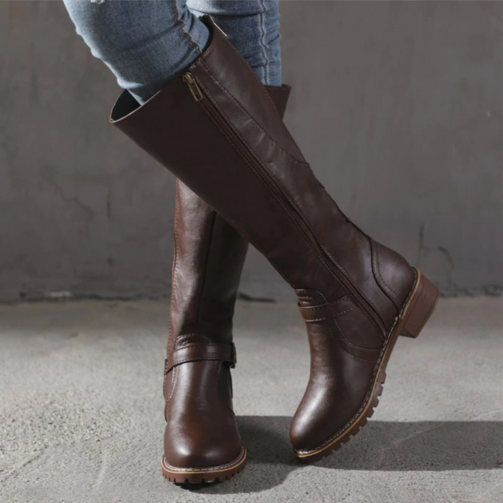 Bottes mi-mollet élégantes pour femmes avec une boucle tendance