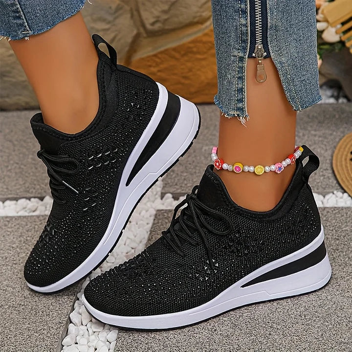 Claire – Baskets Orthopediques avec Strass Scintillants – Confort et Elegance