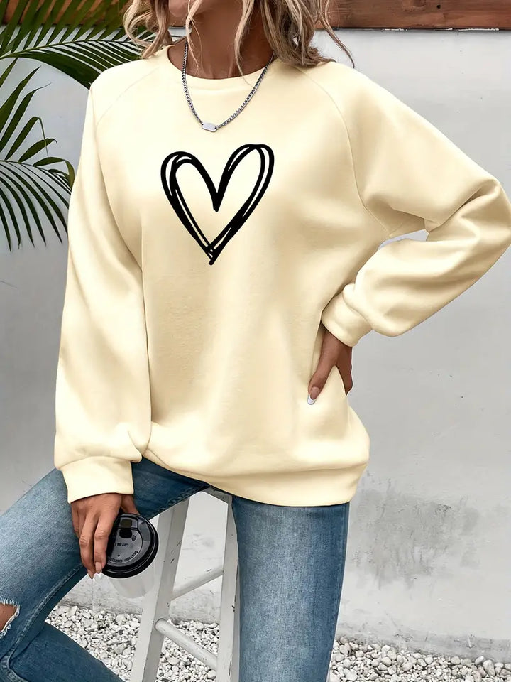 Jasmine - Pull élégant avec imprimé cœur tendance