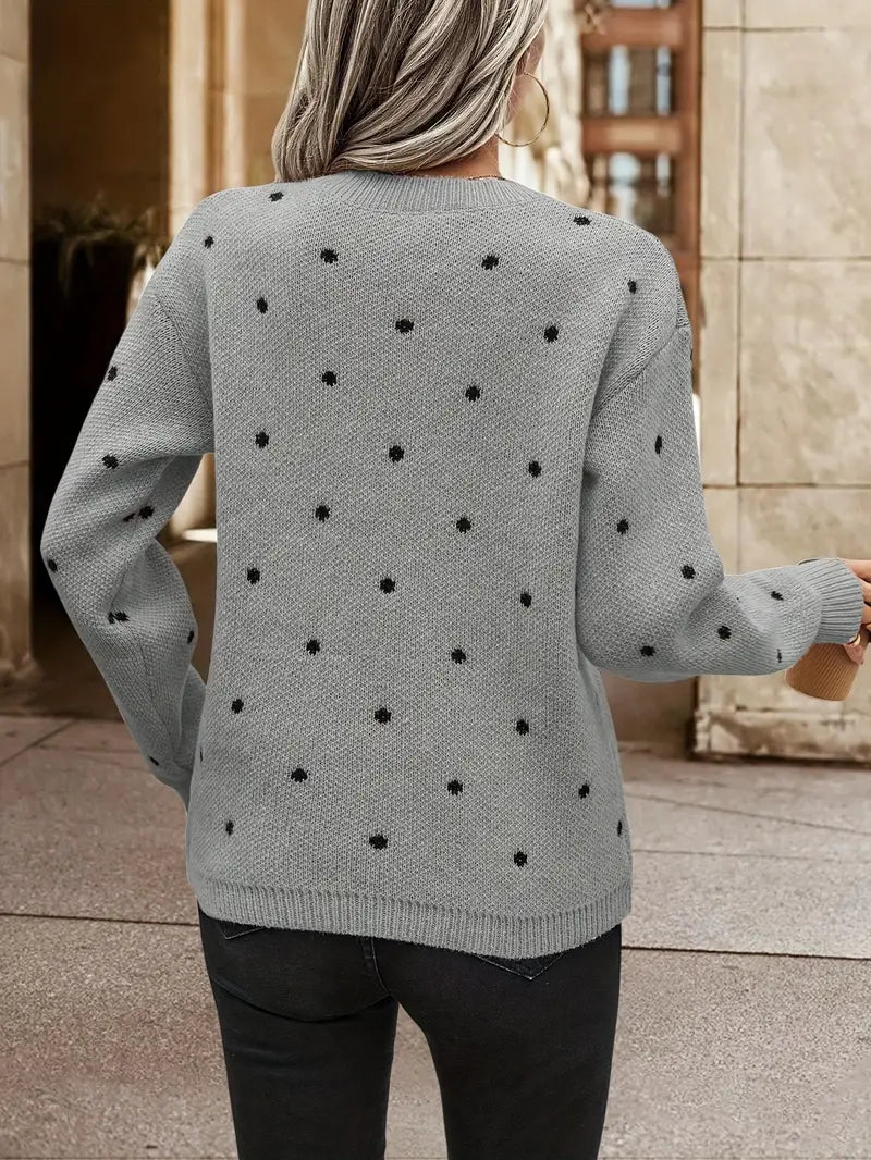 Jeanette - Élégant long pull à pois pour femmes