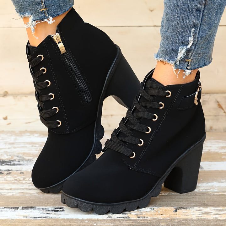 Lotte | Sleek Solid Colour Chunky Heele Boots
