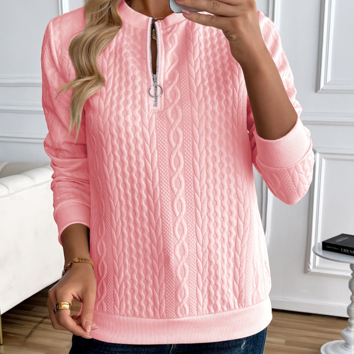 Pull élégant en tricot pour femmes avec fermeture éclair - Emma