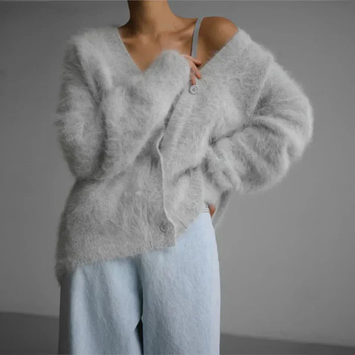 Cassia - Cardigan de luxe chic et confortable en mélange de cachemire doux pour femmes