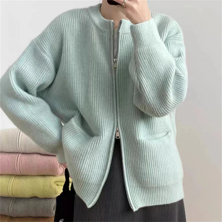 Cardigan élégant pour dames avec fermeture à glissière - Extra large pour le confort et l'élégance