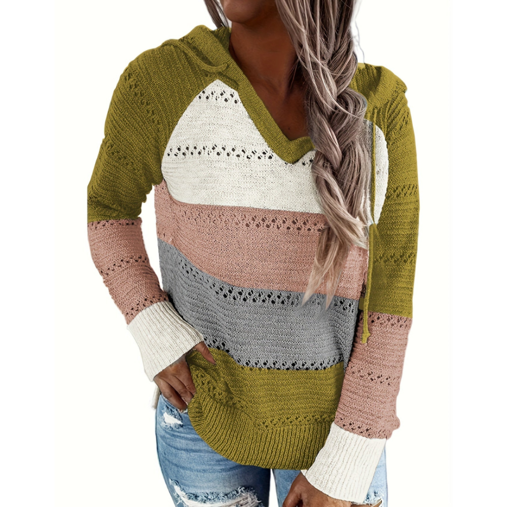 Kristina | Pull à capuche à col en V pour femmes | Pull en tricot douillet