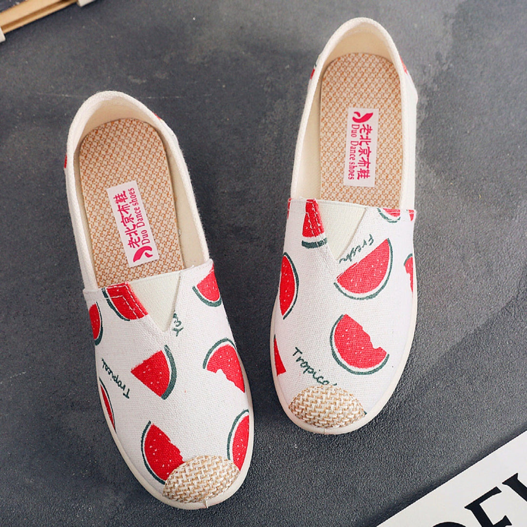 Lois | Espadrilles plates en toile imprimée de style bohème pour une démarche estivale élégante