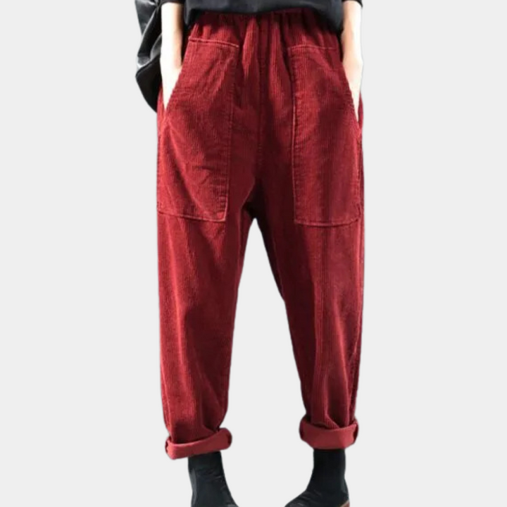 LAIA - Pantalon en velours côtelé pour femme pour un look chic