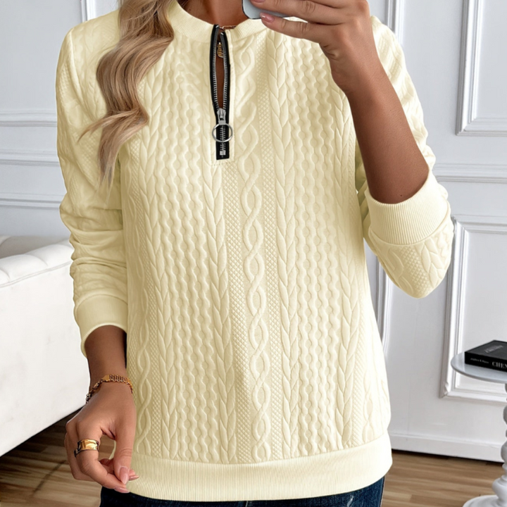 Pull élégant en tricot pour femmes avec fermeture éclair - Emma