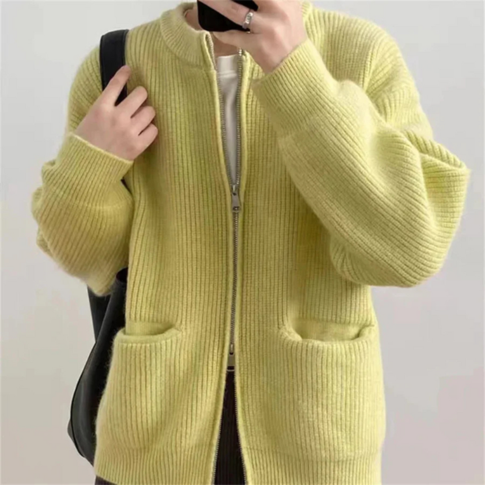Cardigan élégant pour dames avec fermeture à glissière - Extra large pour le confort et l'élégance