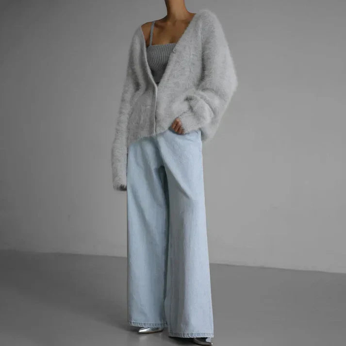 Cassia - Cardigan de luxe chic et confortable en mélange de cachemire doux pour femmes