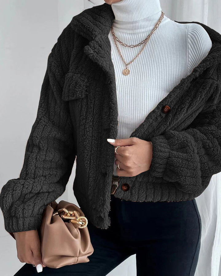 Veste épaisse tendance et confortable avec bouton inversé et manches longues