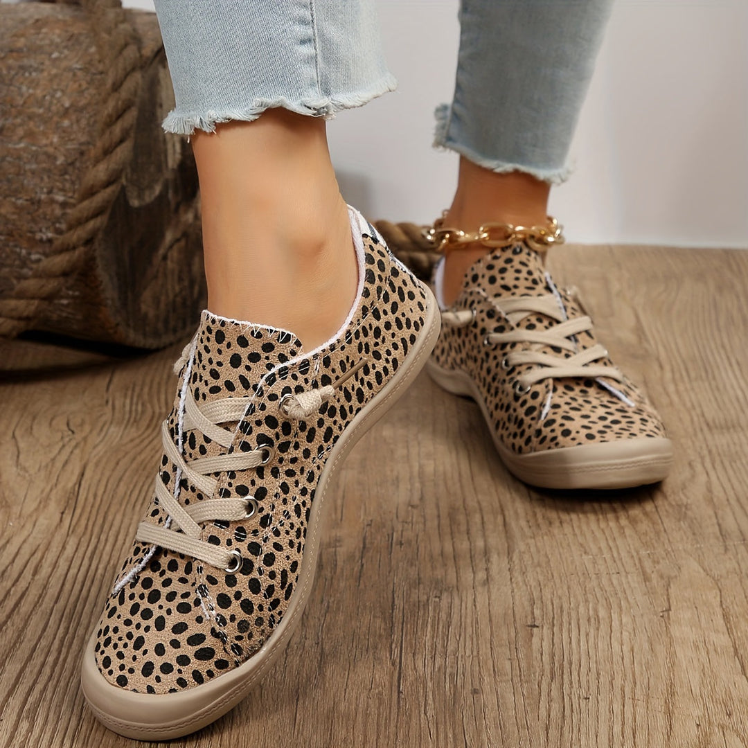 Baskets basses chic à imprimé léopard pour femmes