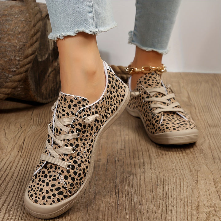 Baskets basses chic à imprimé léopard pour femmes