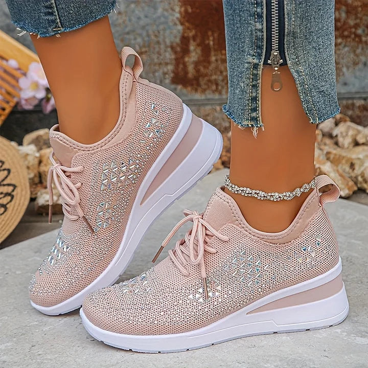 Claire – Baskets Orthopediques avec Strass Scintillants – Confort et Elegance