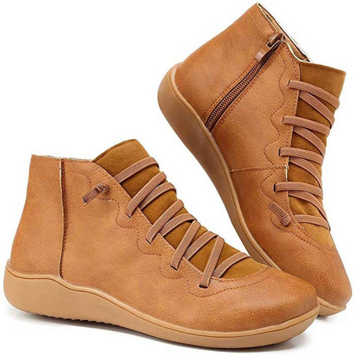 Léonie™ - Bottes plates en cuir décontractées