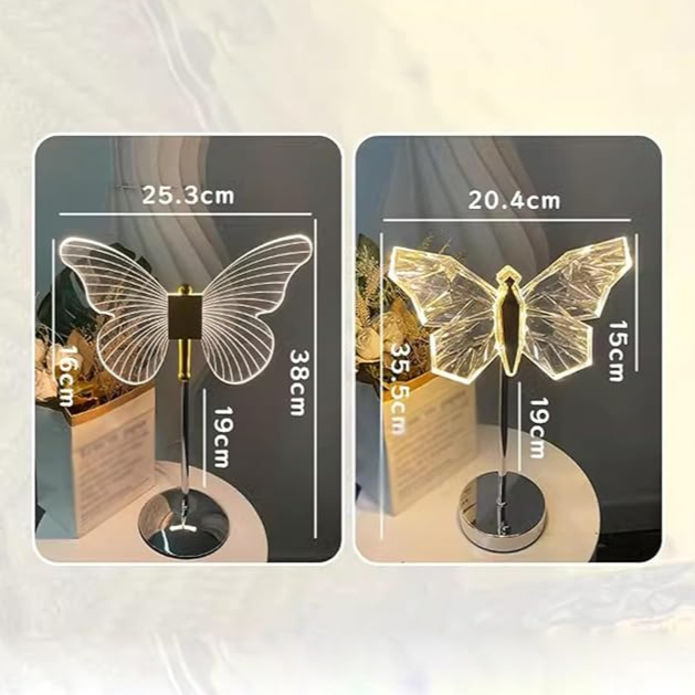 Élégante lampe à poser en cristal papillon pour une atmosphère enchanteresse