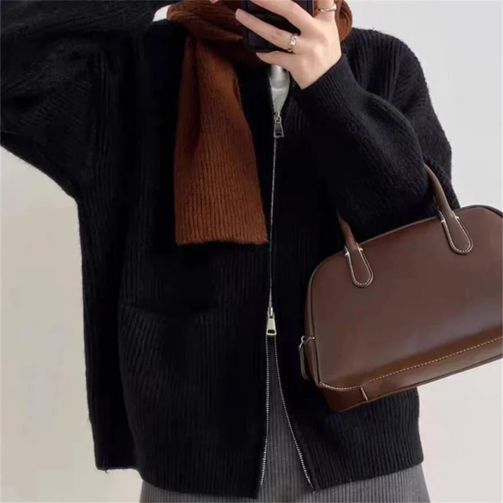 Cardigan élégant pour dames avec fermeture à glissière - Extra large pour le confort et l'élégance