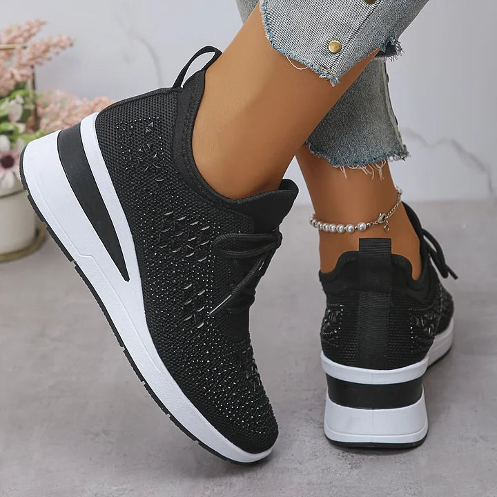 Claire – Baskets Orthopediques avec Strass Scintillants – Confort et Elegance