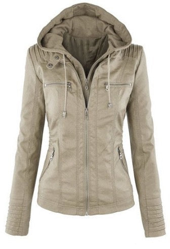 Narguize™ - Veste en Cuir avec Capuche Élégante