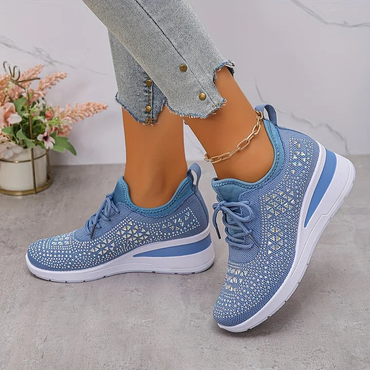 Claire – Baskets Orthopediques avec Strass Scintillants – Confort et Elegance