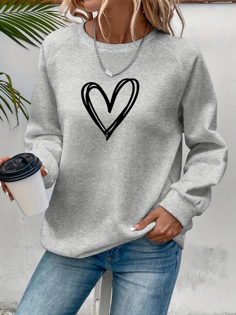 Jasmine - Pull élégant avec imprimé cœur tendance
