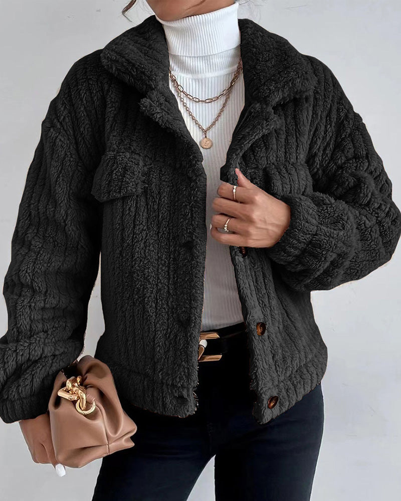 Veste épaisse tendance et confortable avec bouton inversé et manches longues