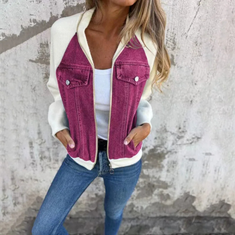 Carolina | Veste bombardier en denim pour femmes avec poches pratiques