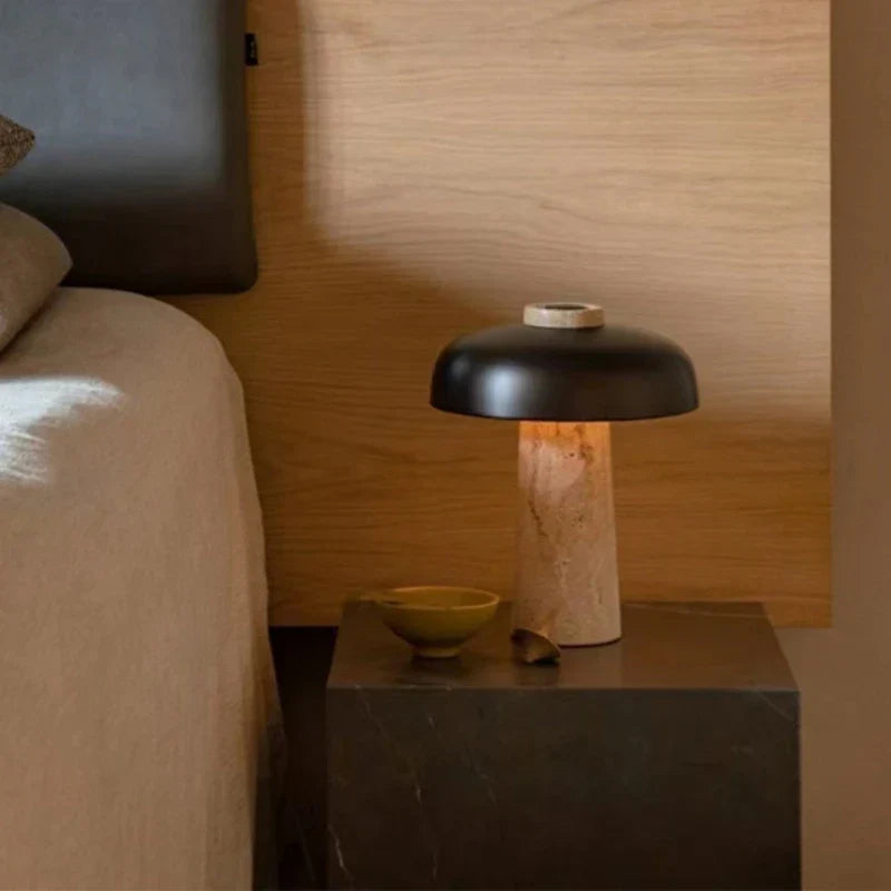 Lampe de table en travertin naturel - Éclairage d'appoint élégant pour tout intérieur