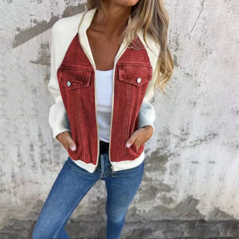 Carolina | Veste bombardier en denim pour femmes avec poches pratiques