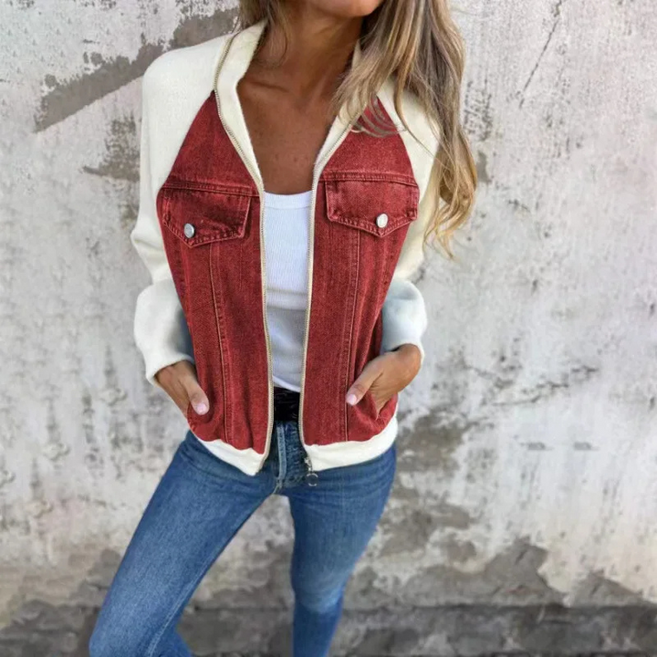 Carolina | Veste bombardier en denim pour femmes avec poches pratiques