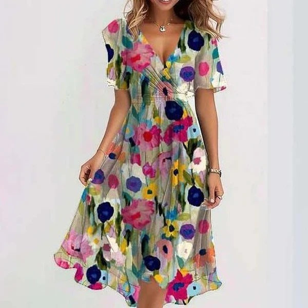 LD | Robe Portefeuille Asymétrique à Manches Bouffantes – Style Glamour