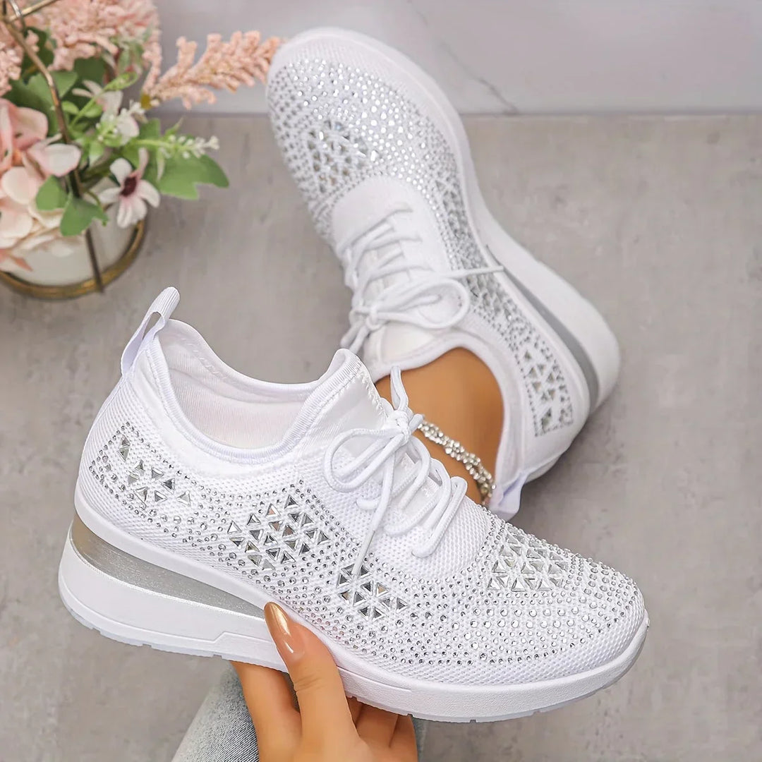 Claire – Baskets Orthopediques avec Strass Scintillants – Confort et Elegance