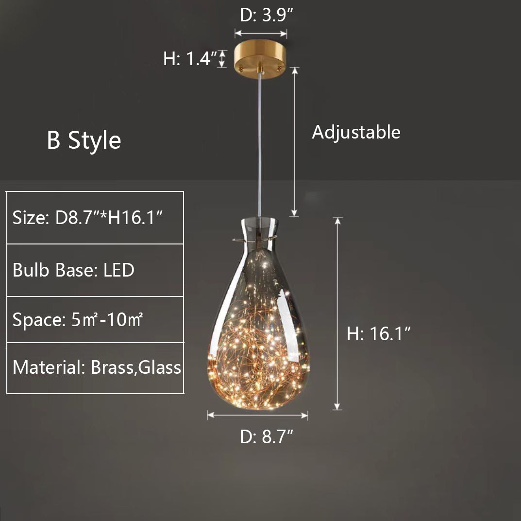 Lampe suspendue étoilée en verre gris pour une atmosphère enchanteresse