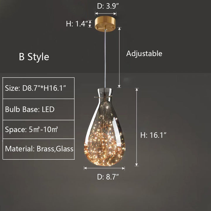 Lampe suspendue étoilée en verre gris pour une atmosphère enchanteresse