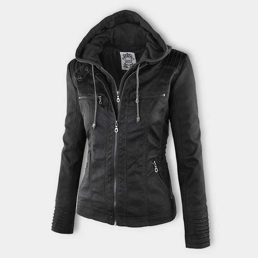 Narguize™ - Veste en Cuir avec Capuche Élégante