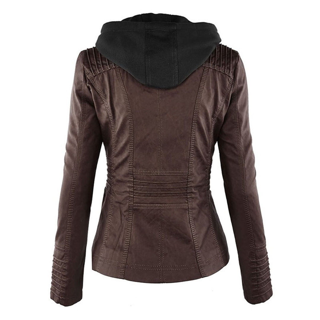 Narguize™ - Veste en Cuir avec Capuche Élégante
