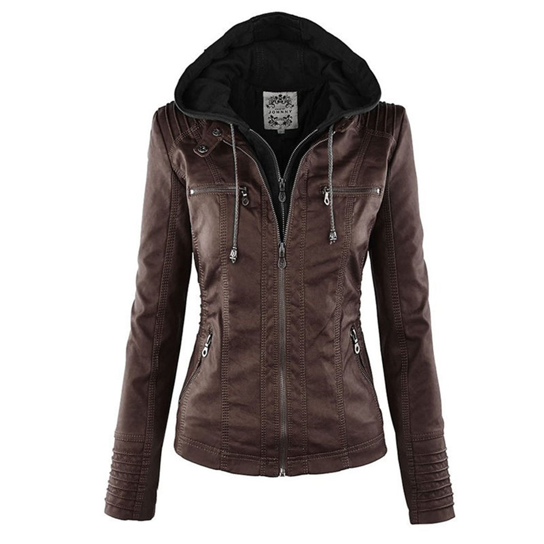 Narguize™ - Veste en Cuir avec Capuche Élégante