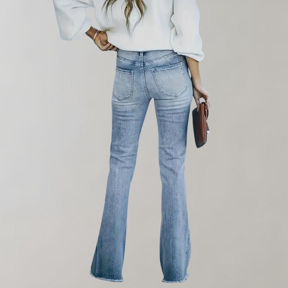 Pinja - Pantalon évasé élégant avec un look chic et usé
