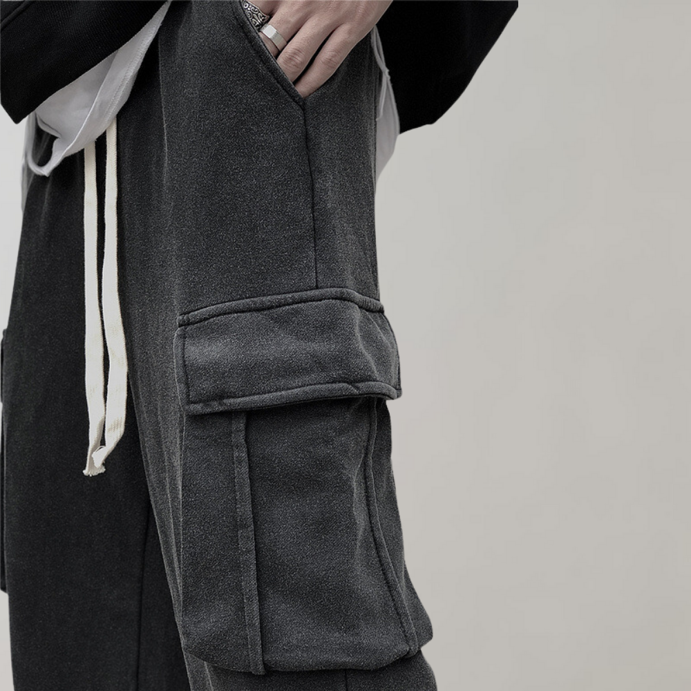 Tjalfe - Pantalon cargo élégant en velours côtelé avec cordon de serrage réglable