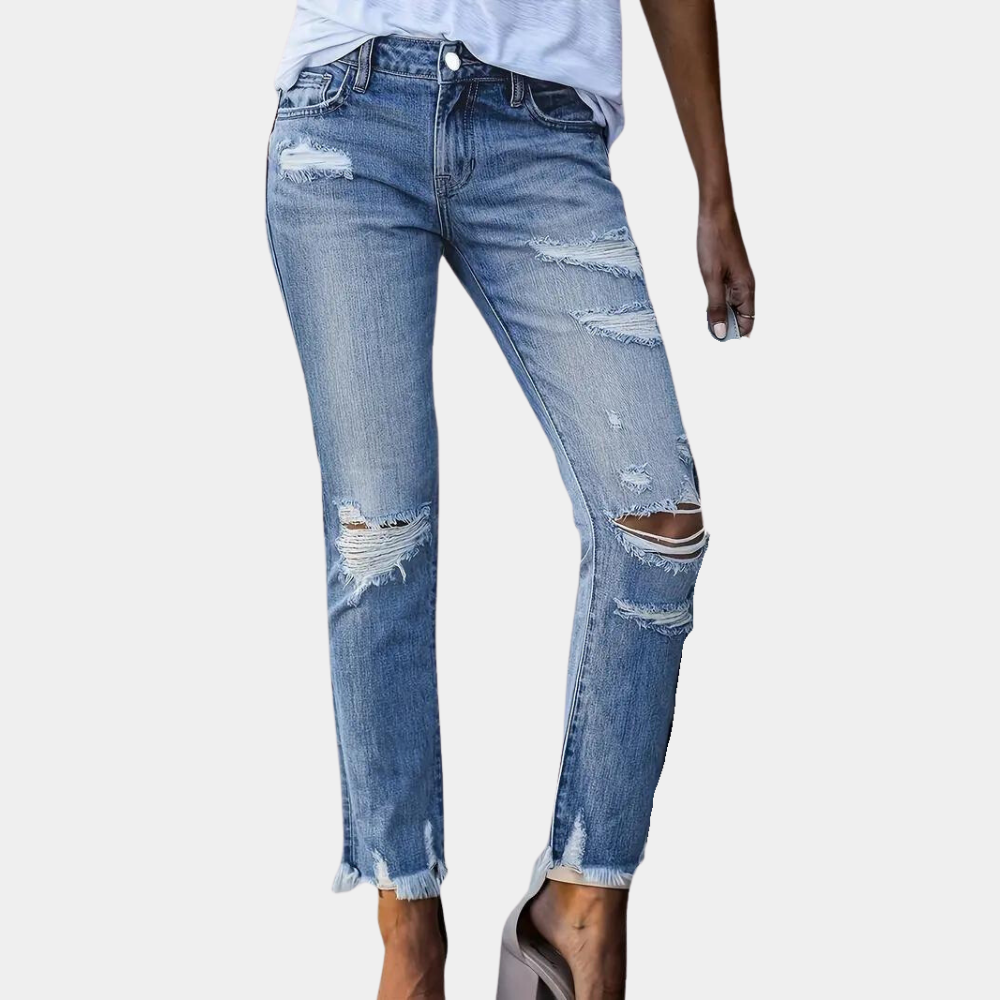 Aldina - Jeans décontractés et élégamment délavés pour femmes