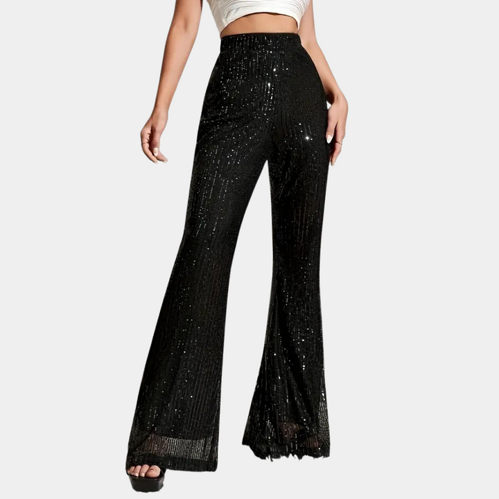 Miuccia - Pantaloons évasé chic orné de paillettes étincelantes
