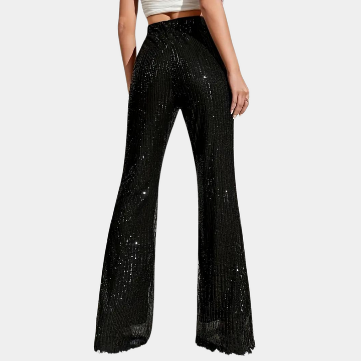 Miuccia - Pantaloons évasé chic orné de paillettes étincelantes