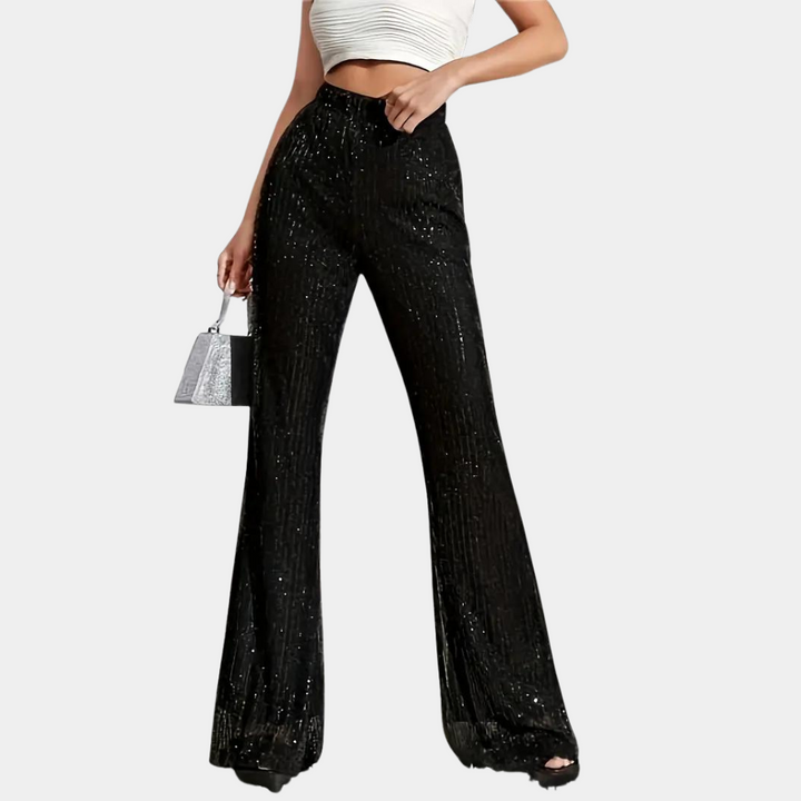 Miuccia - Pantaloons évasé chic orné de paillettes étincelantes