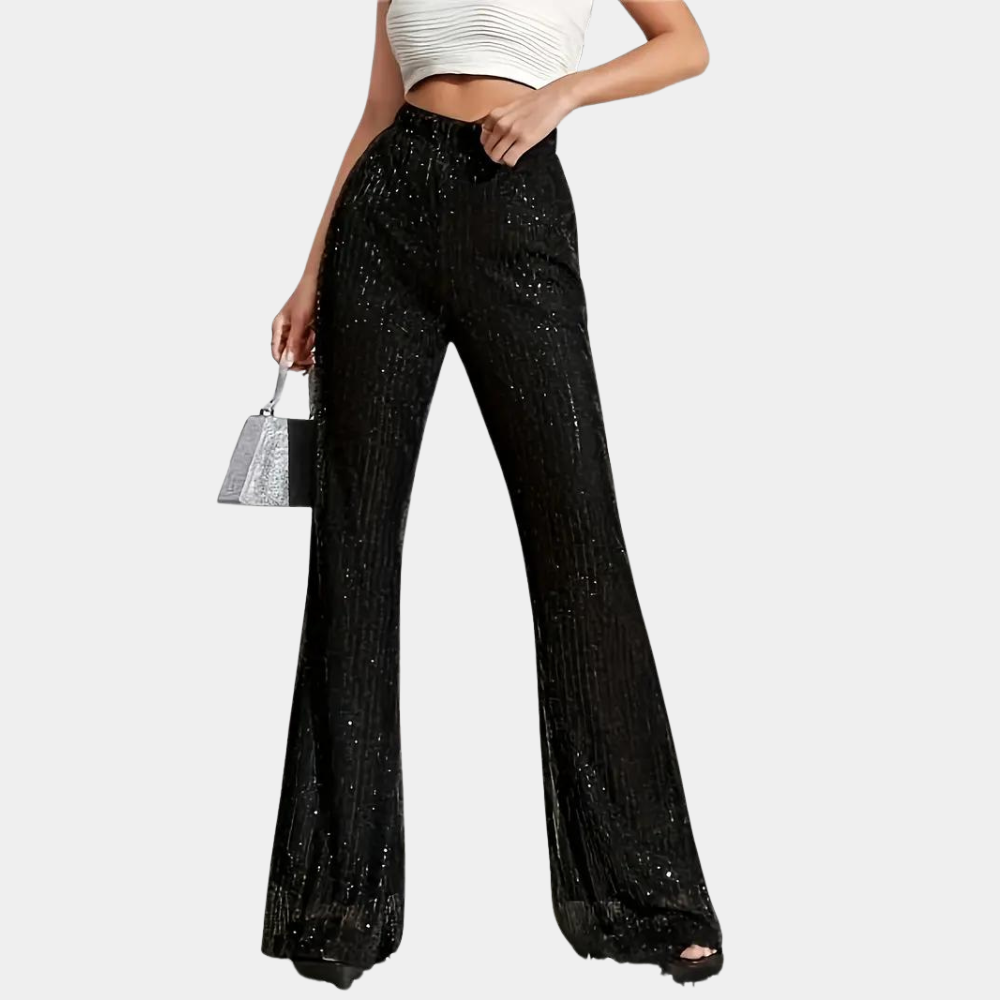 Miuccia - Pantaloons évasé chic orné de paillettes étincelantes